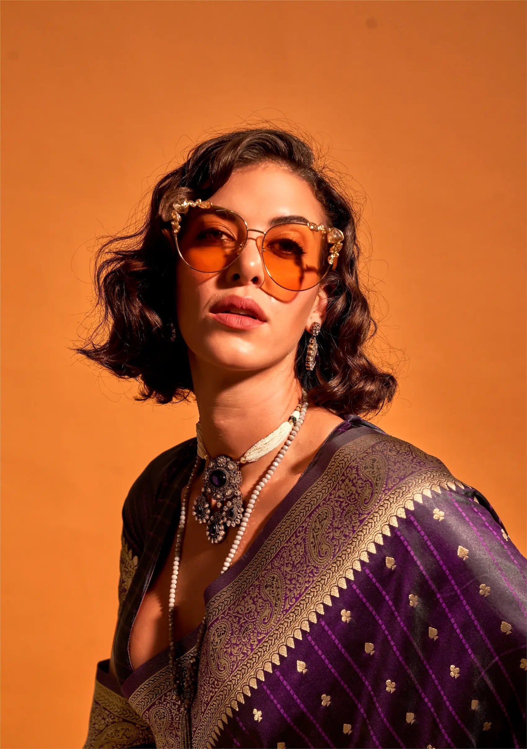 Wine Satin Zari Handloom Weaving Silk Saree - qivii