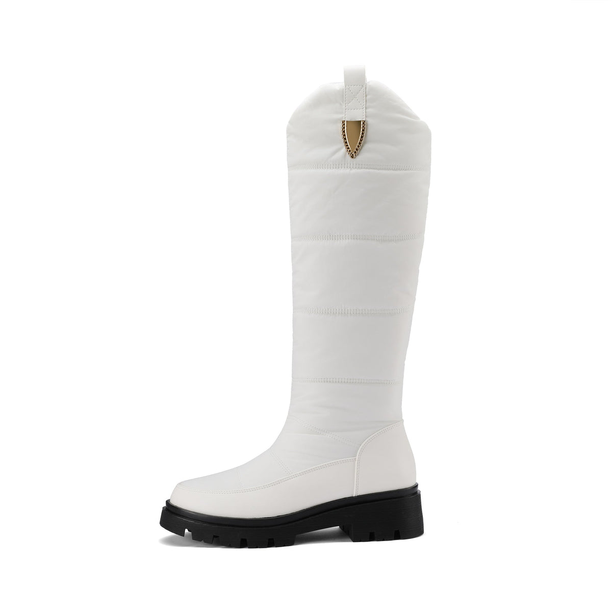 Women's Monroe Knee-High Boots - Waterproof Quilted Winter Boots with Plush Faux Fur Lining & Chunky Rocker Sole (US 4-11)