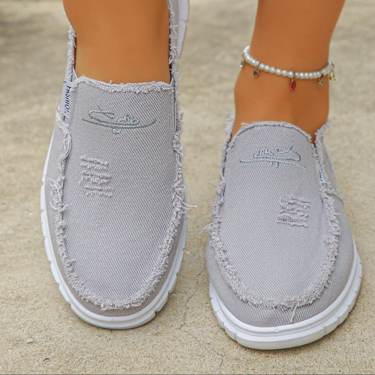 Women's Hazel Washed Canvas Slip-On Shoes - Vintage Casual Comfort Sneakers (US 5-10)