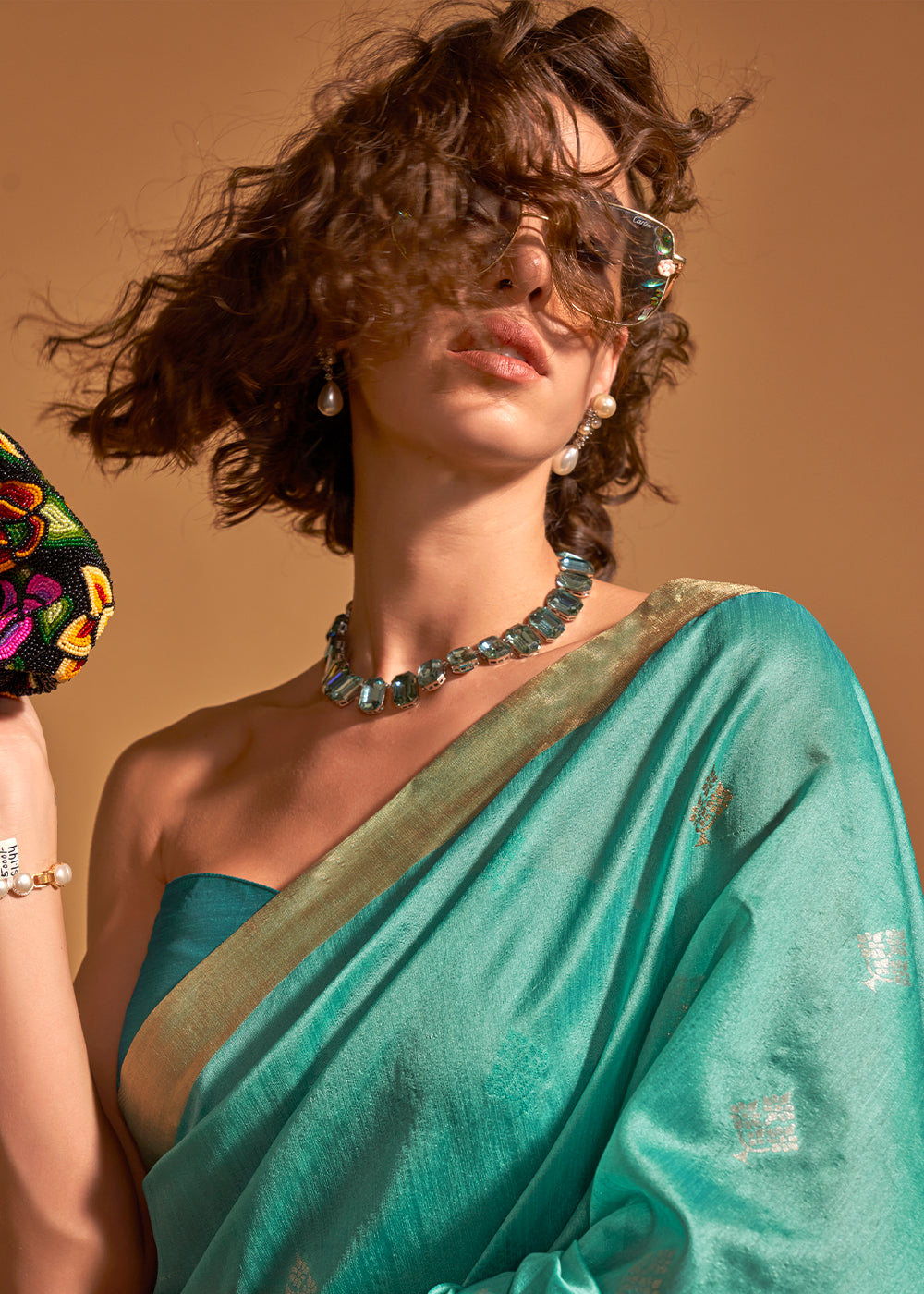 Sapphire Blue Handloom Woven Silk Saree - qivii