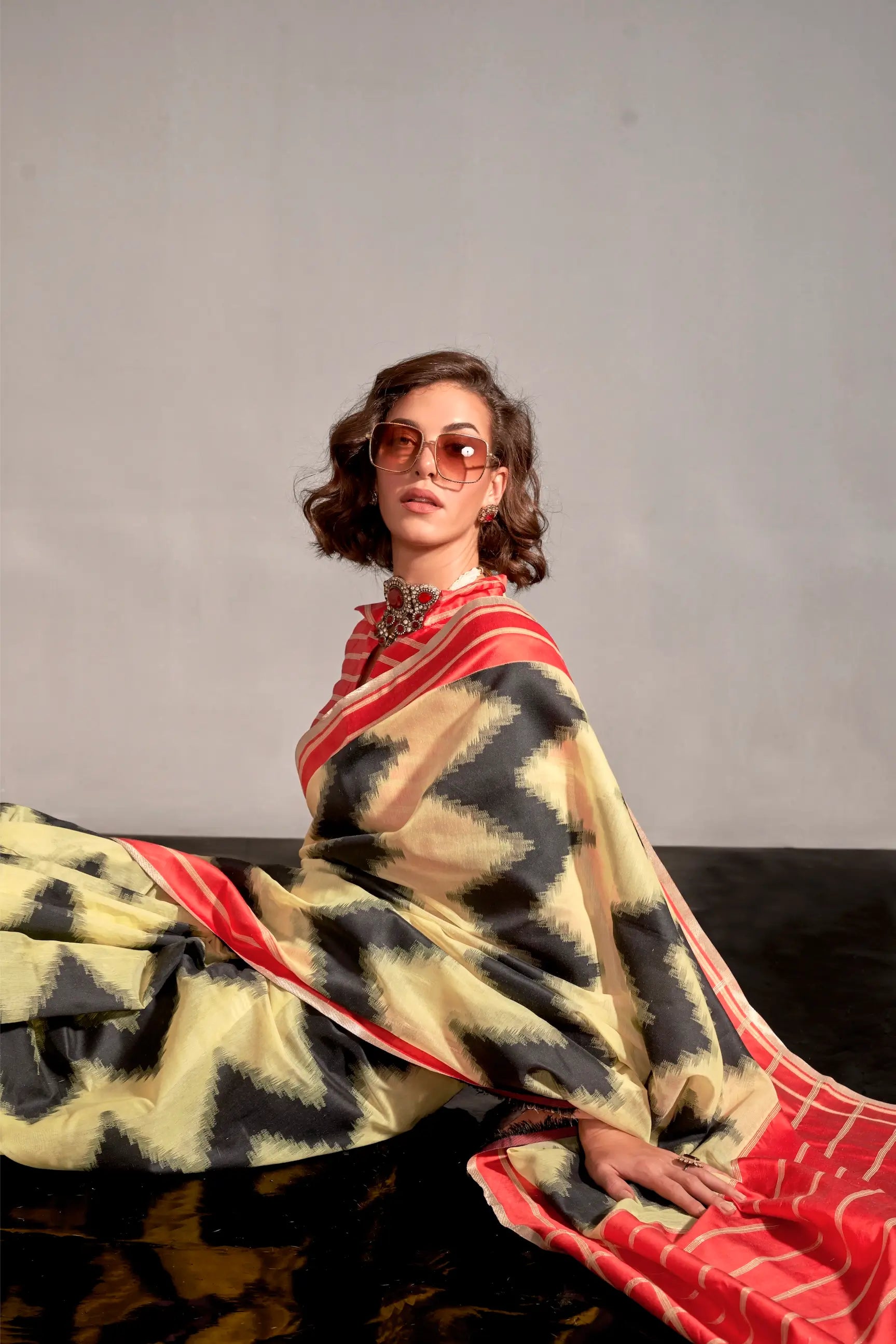 Beige Mal Spun Handwoven Silk Saree - qivii