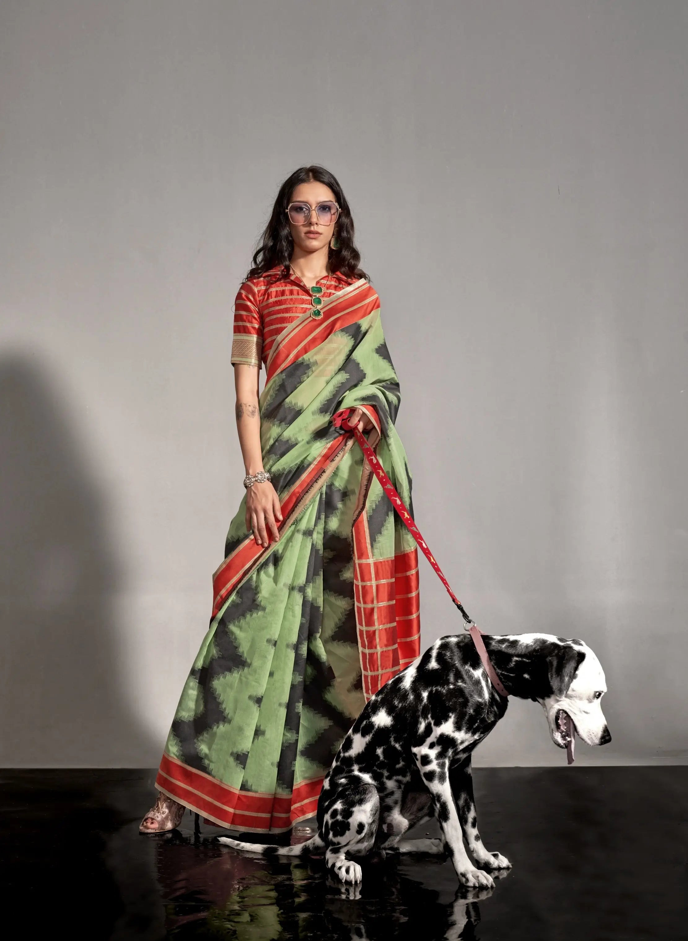 Pista Green Mal Spun Handwoven Silk Saree - qivii