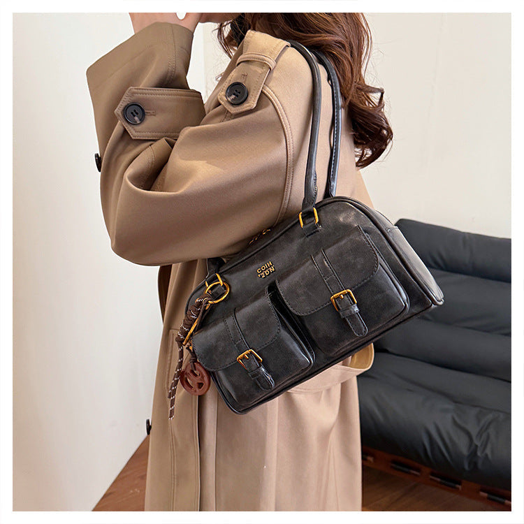 Women's Trendy Vintage Boston Pillow Tote Bag - Versatile Shoulder/Handheld Retro Commuter Bag
