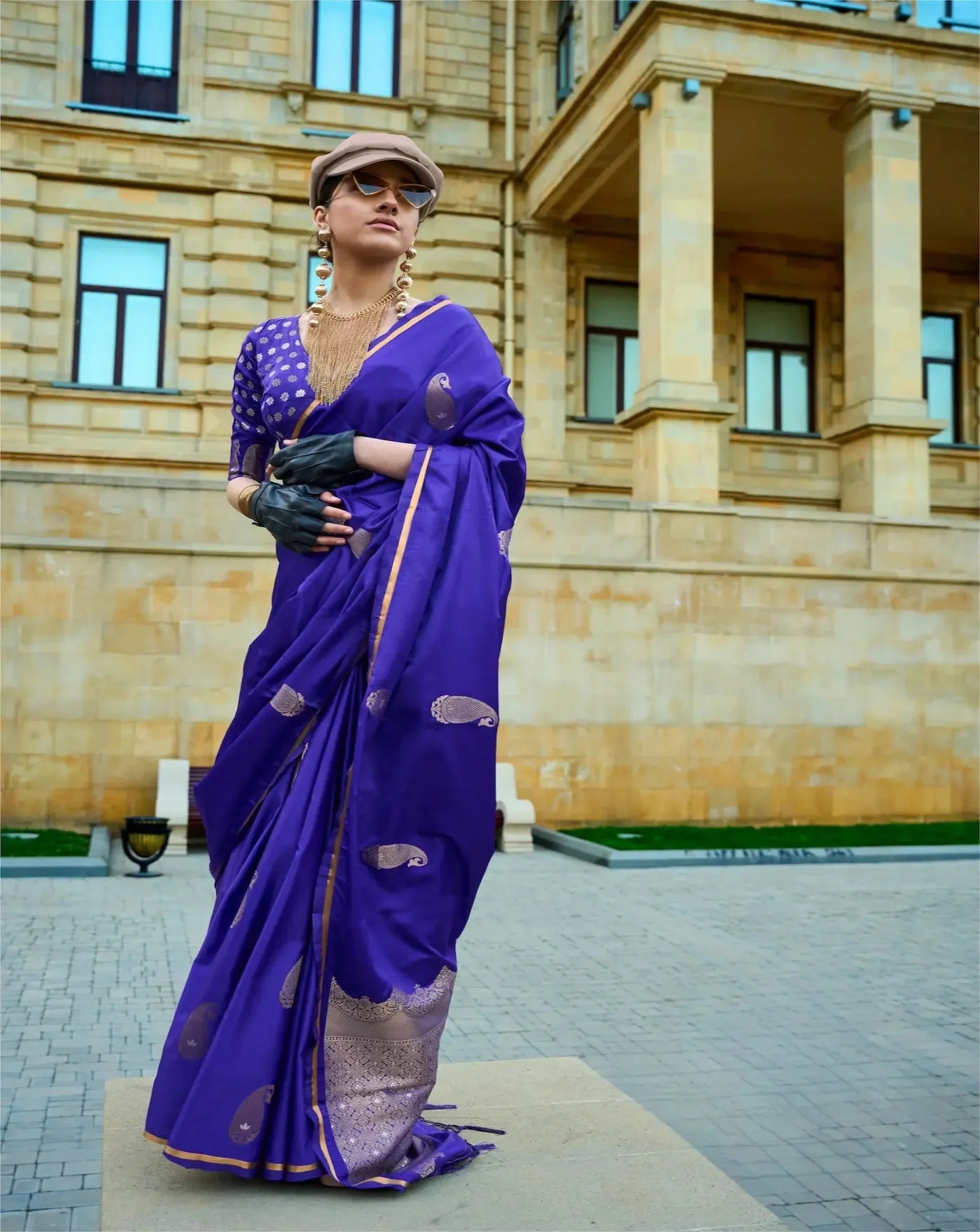 Persian Blue Satin Handloom Silk Saree With Zari Weaving Work - qivii