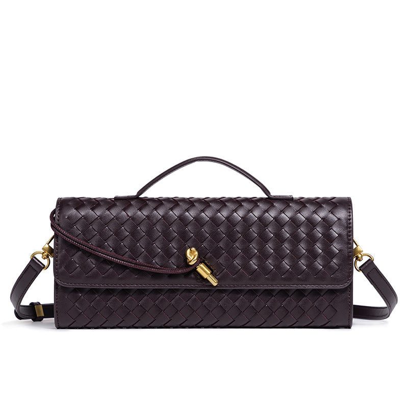 Women's Celestial Baguette Clutch - Kiss-Lock Woven Minaudière with Chain Strap
