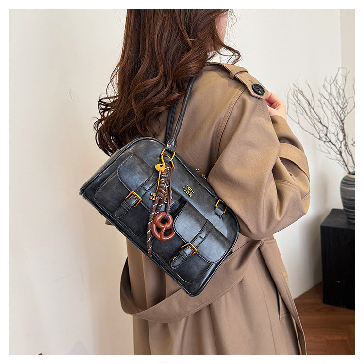 Women's Trendy Vintage Boston Pillow Tote Bag - Versatile Shoulder/Handheld Retro Commuter Bag