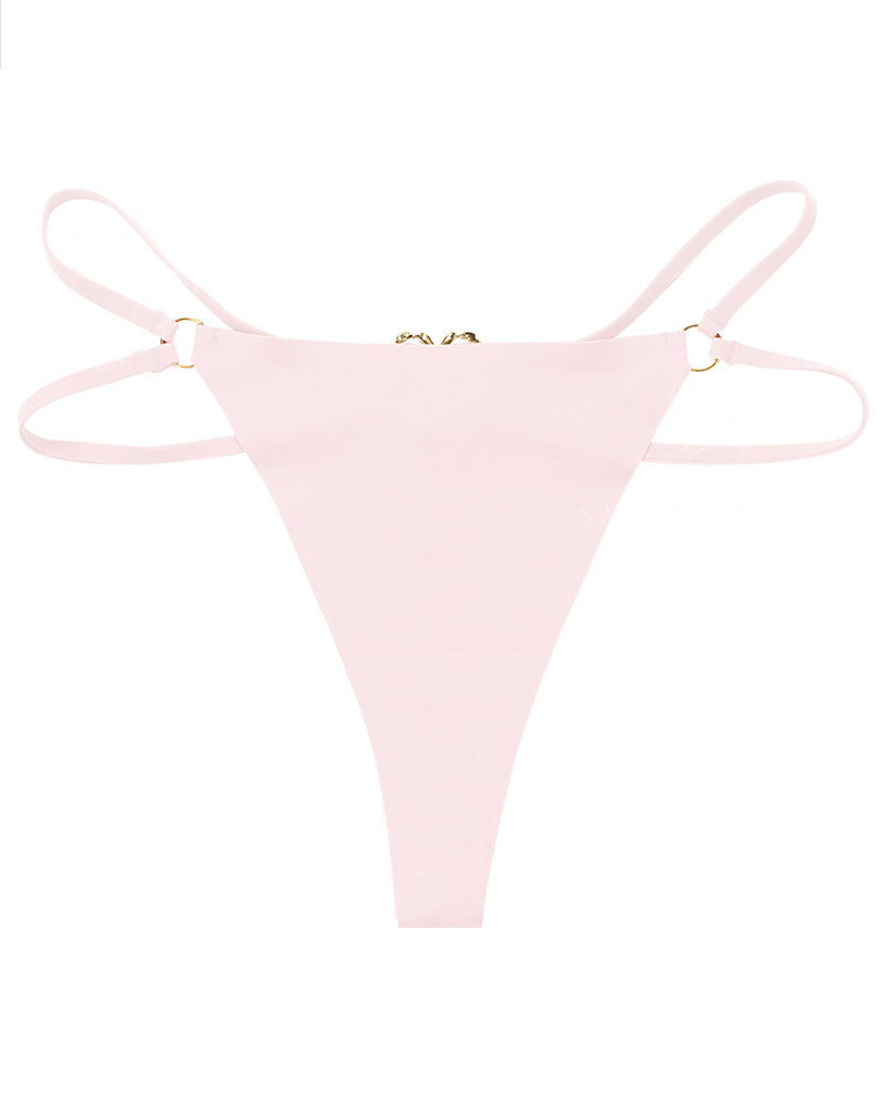 Women's Seamless Thong Low Waist Metal Ring Sexy Temptation Intimates T Pants - By Qivii