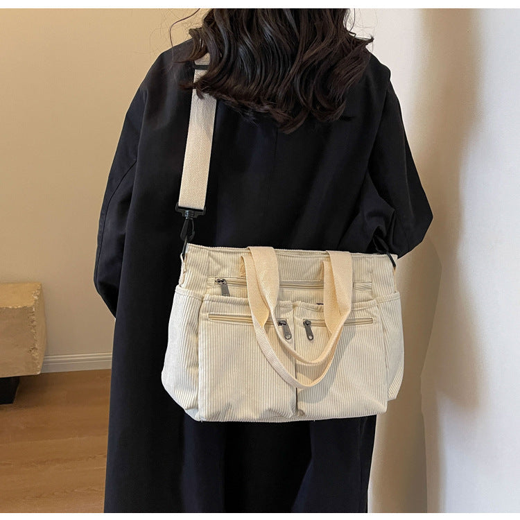 Women's Corduroy Tote Bag Large Capacity Convertible Shoulder & Crossbody Bag | Casual & Versatile Everyday Handbag