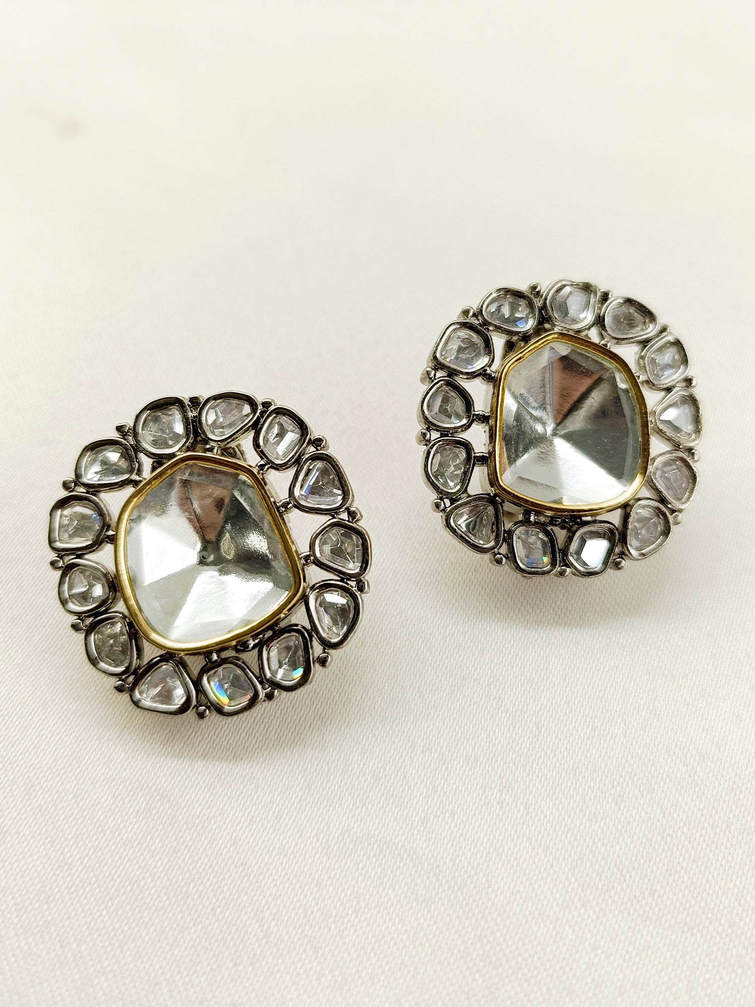 Stunning Maithily Diamond Work Rhodium Plated Victorian Tops featuring Polki Diamonds and Gold And Silver Polish