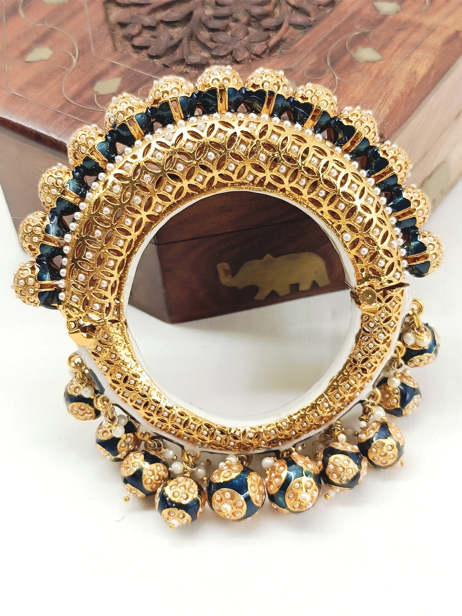 Chandrika Navy Blue Antique Kada