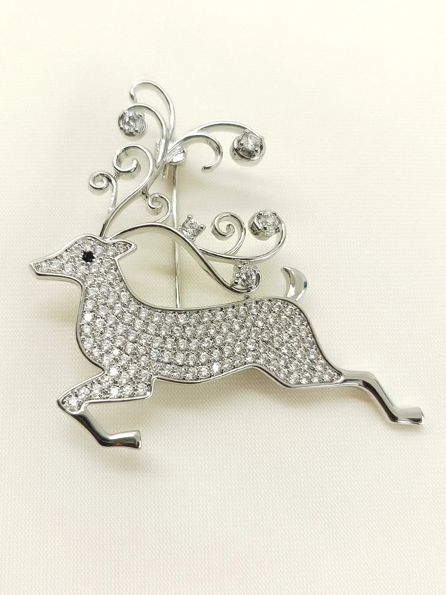 Mini Silver Reindeer Brooch