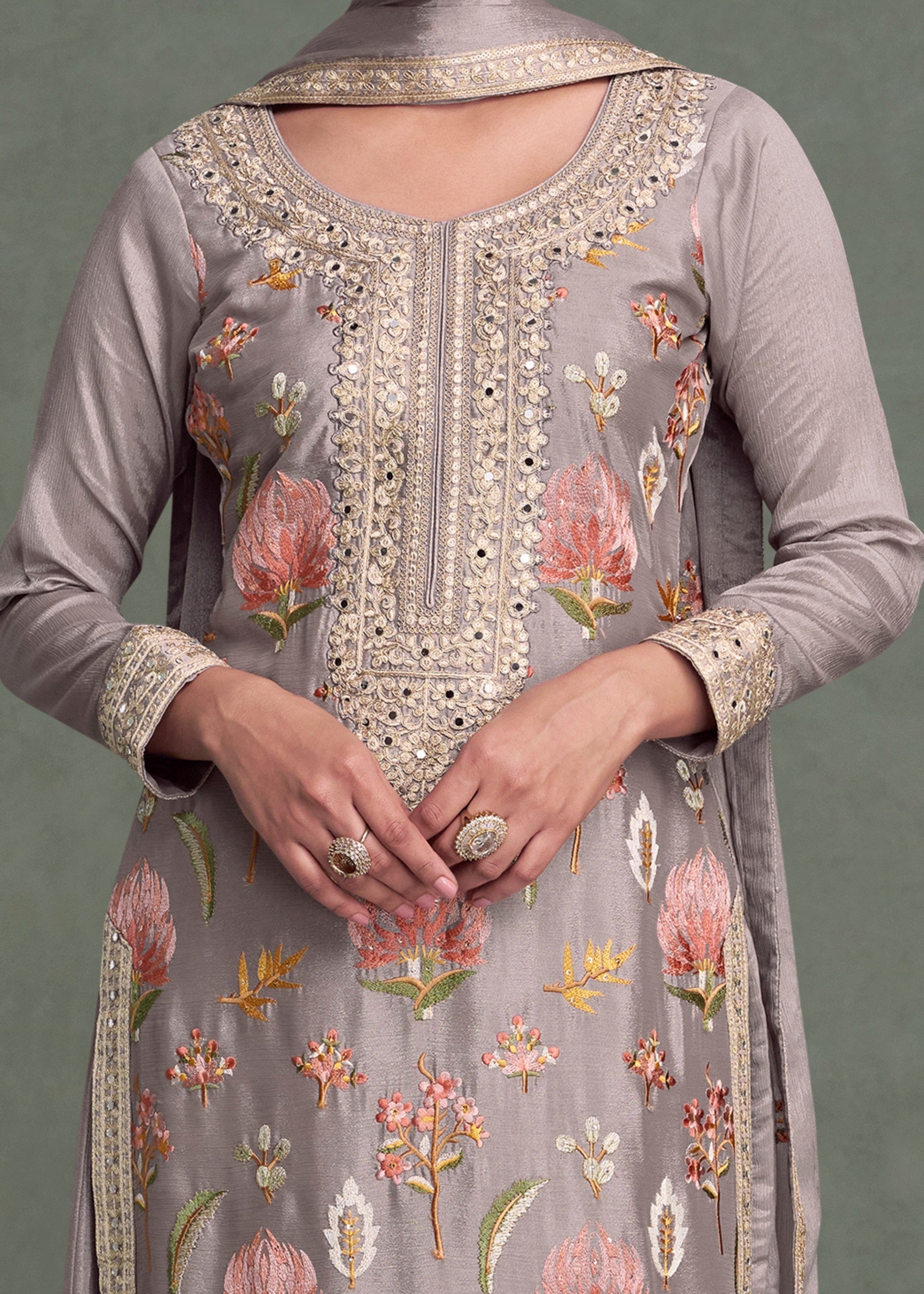 Concrete Premium Chinnon Silk Salwar Suit - qivii