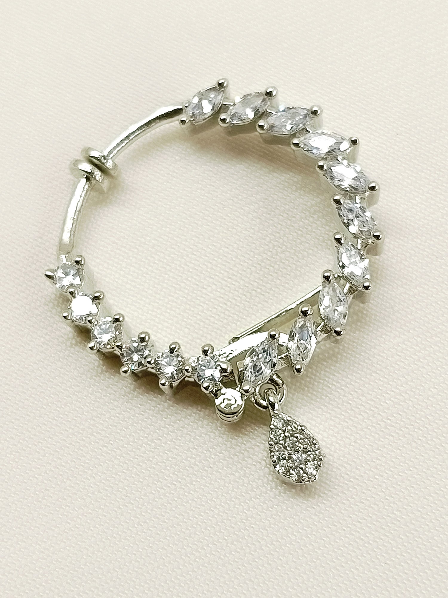 Aparna Silver American Diamond Nosering