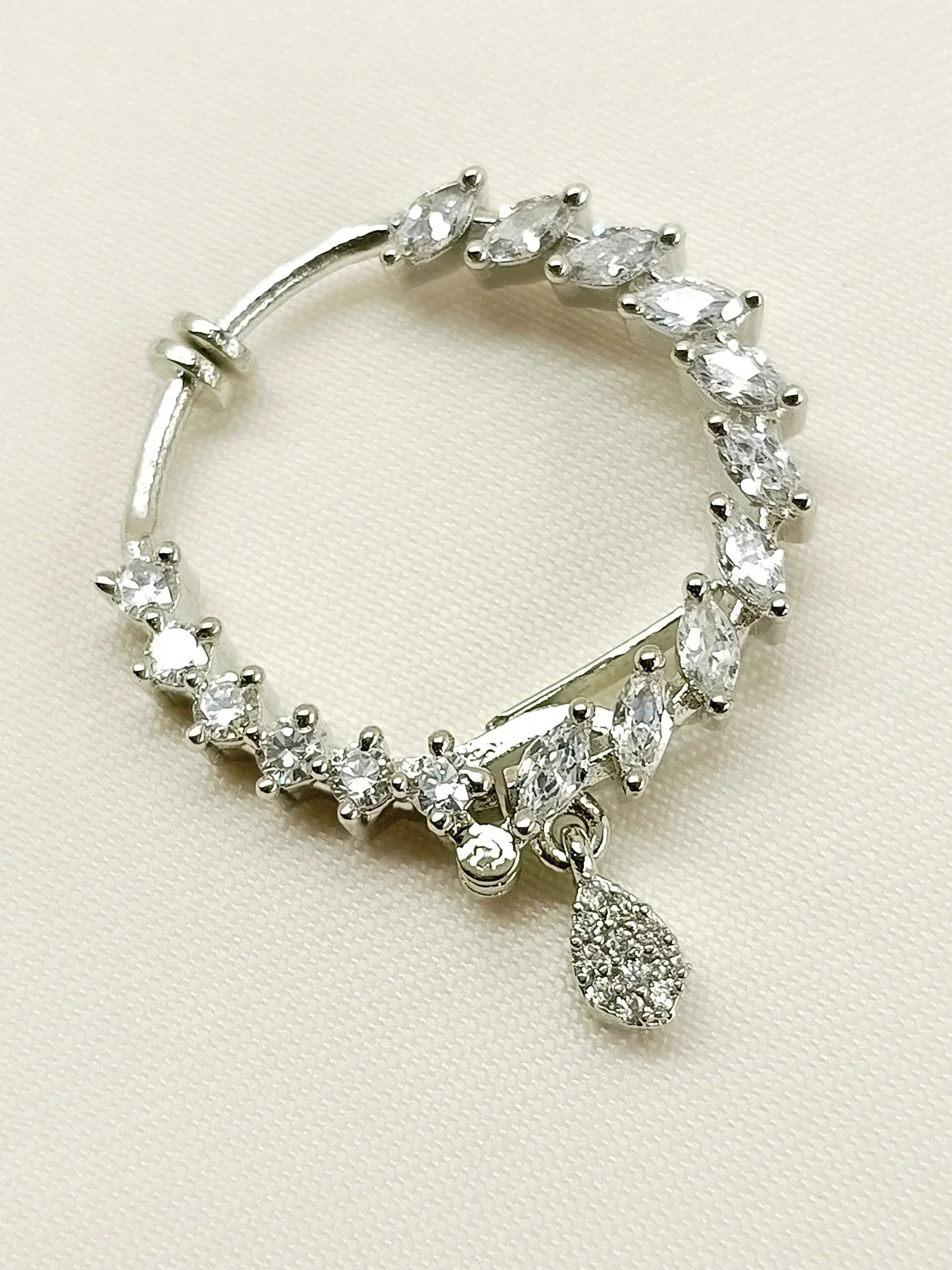 Aparna Silver American Diamond Nosering