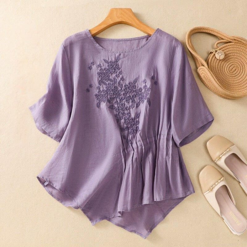 Elira Cotton-Linen Blouse - By Qivii