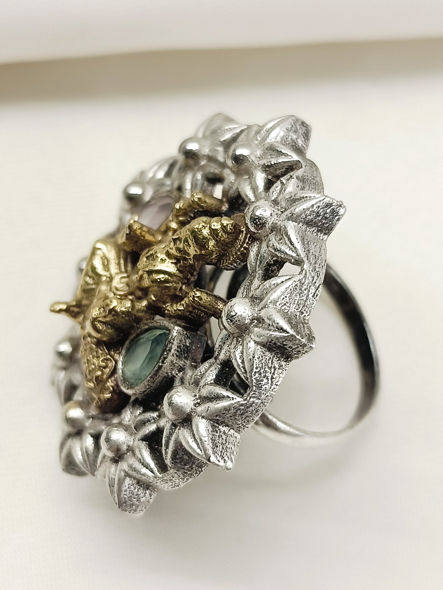 Misika Multi Colour Oxidized Finger Ring