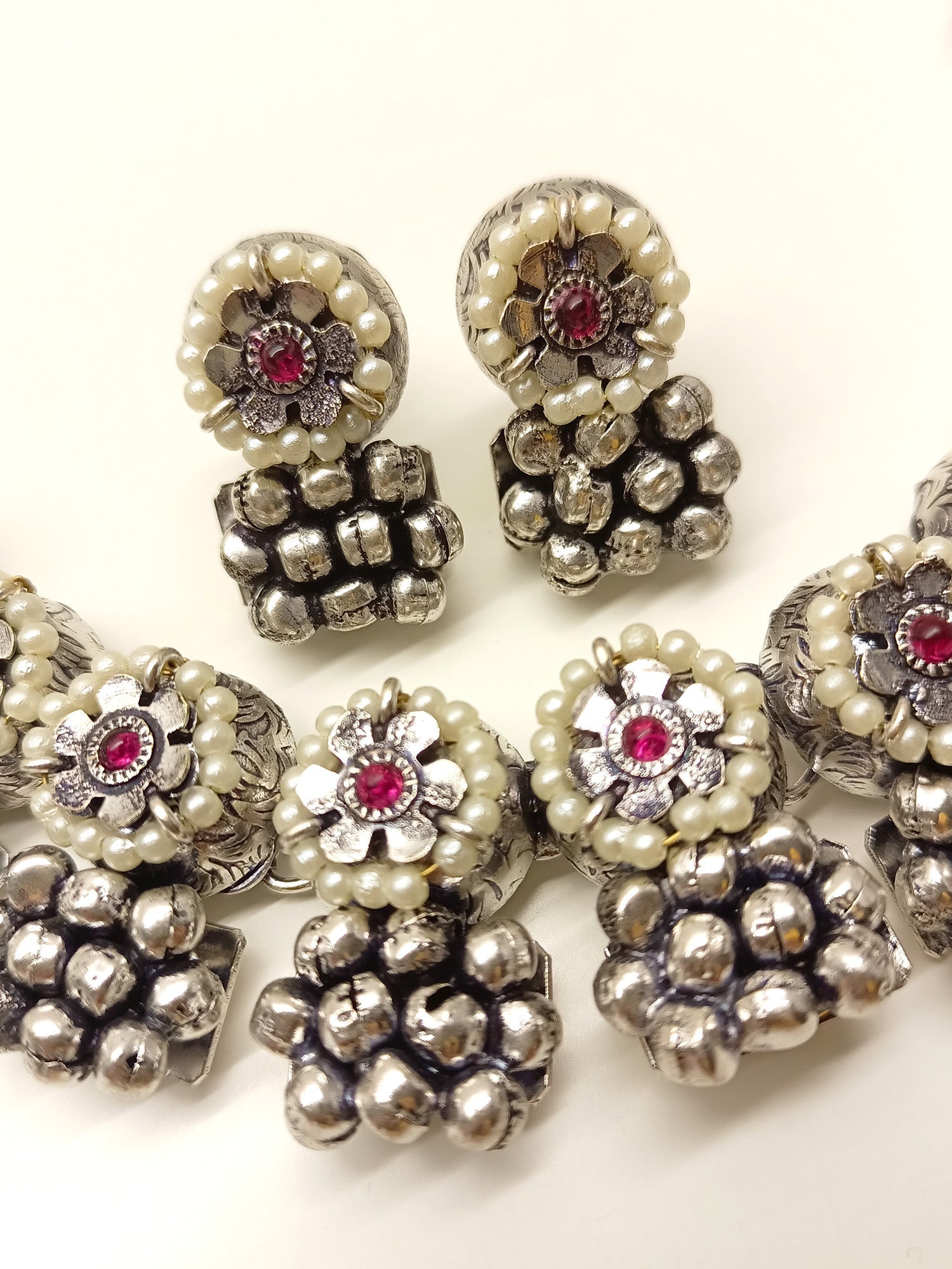 Ketki Maroon Oxidized Necklace Set - qivii