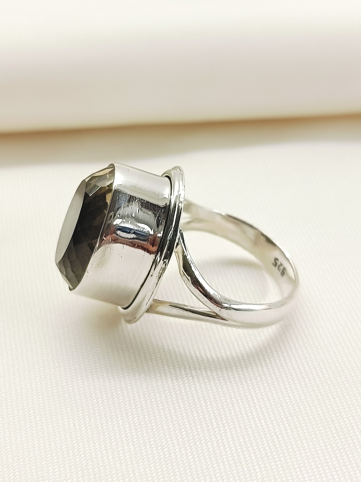 Tasneem Yellow 92.5 Silver Citrine Stone Finger Ring