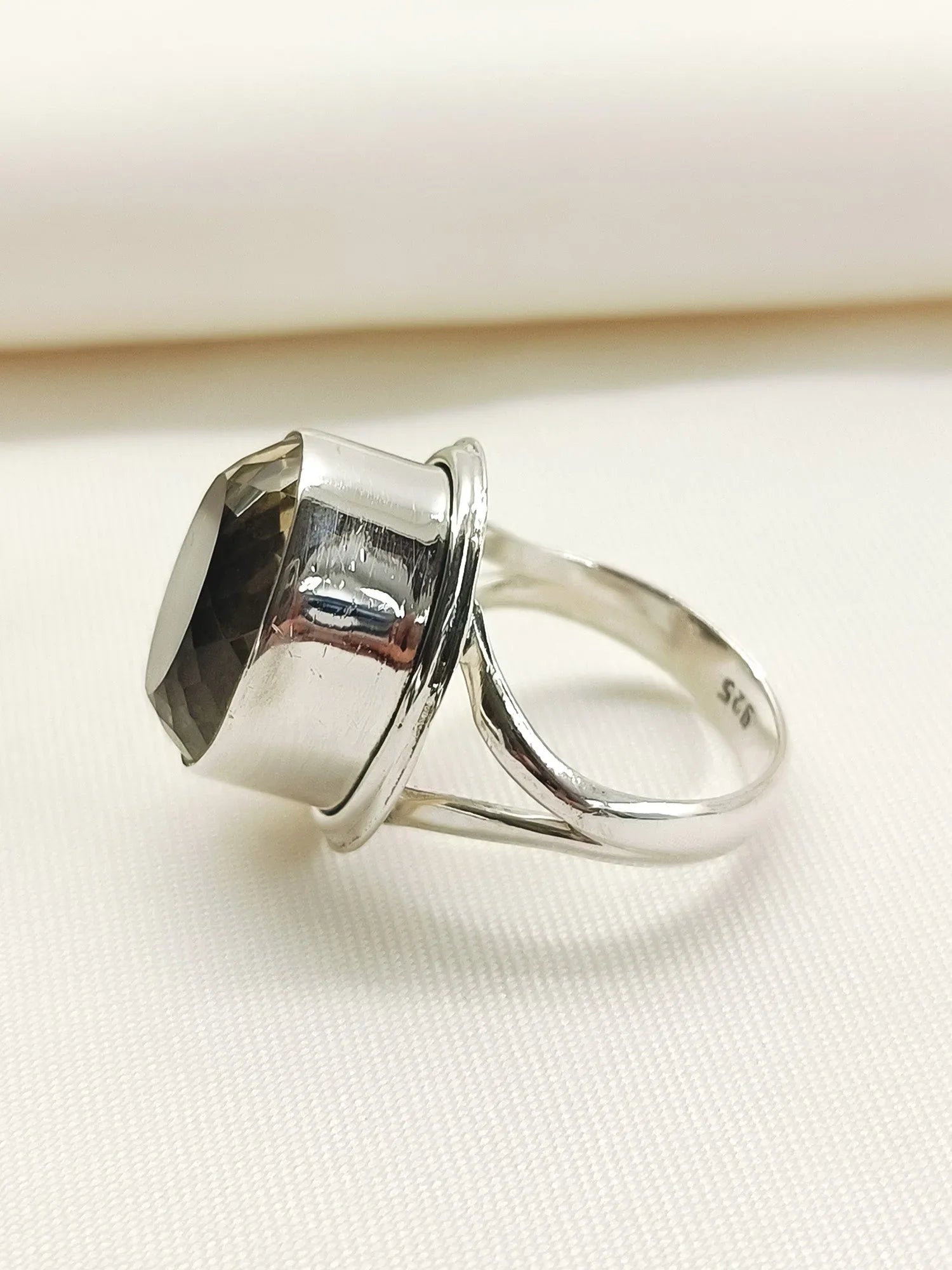 Tasneem Yellow 92.5 Silver Citrine Stone Finger Ring