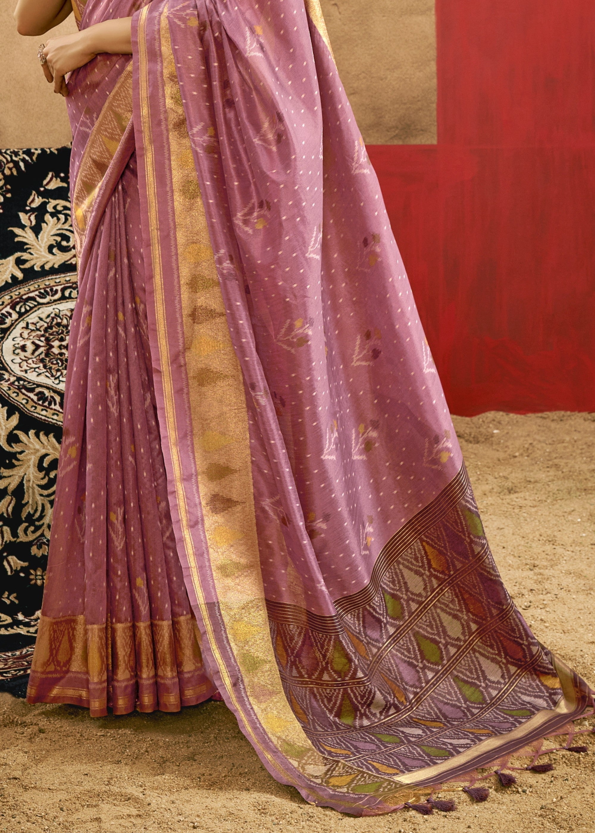 Purple Patola Handloom Weaving Silk Saree - qivii