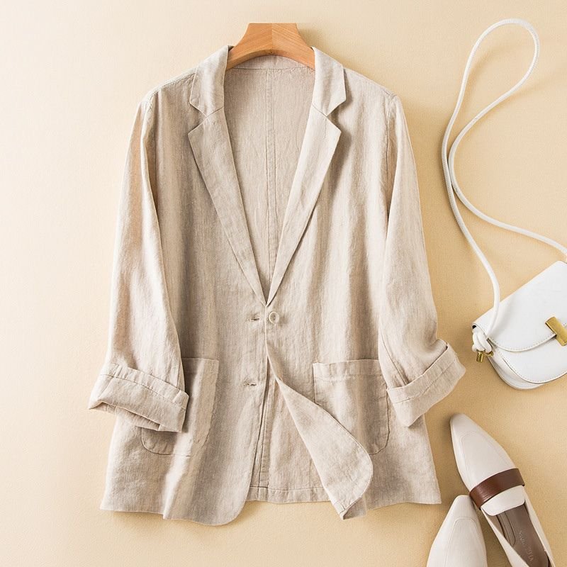 Vivienne Prestige Cotton-Linen Blazer - By Qivii
