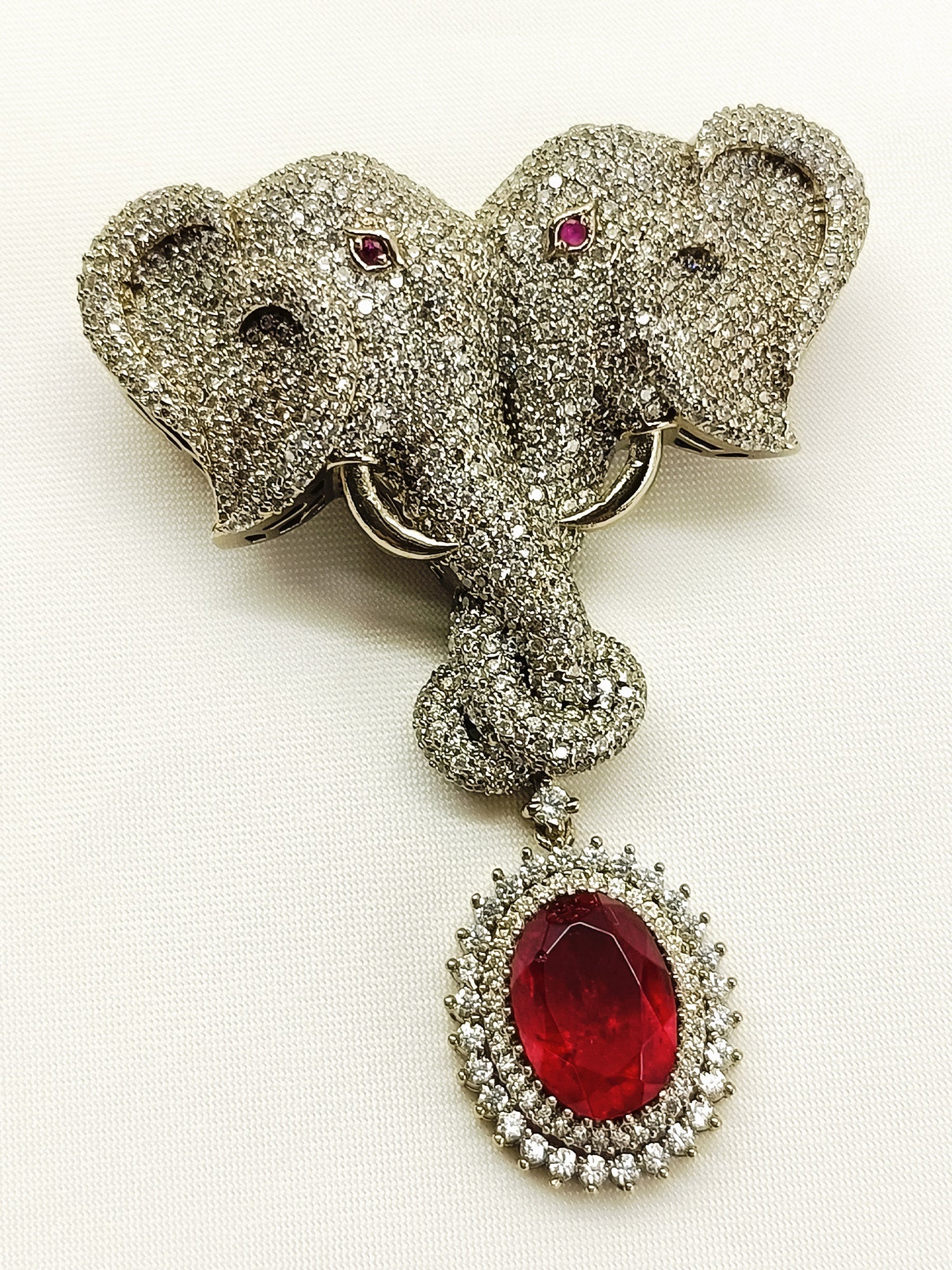 Anirudh Ruby Elephant Brooch