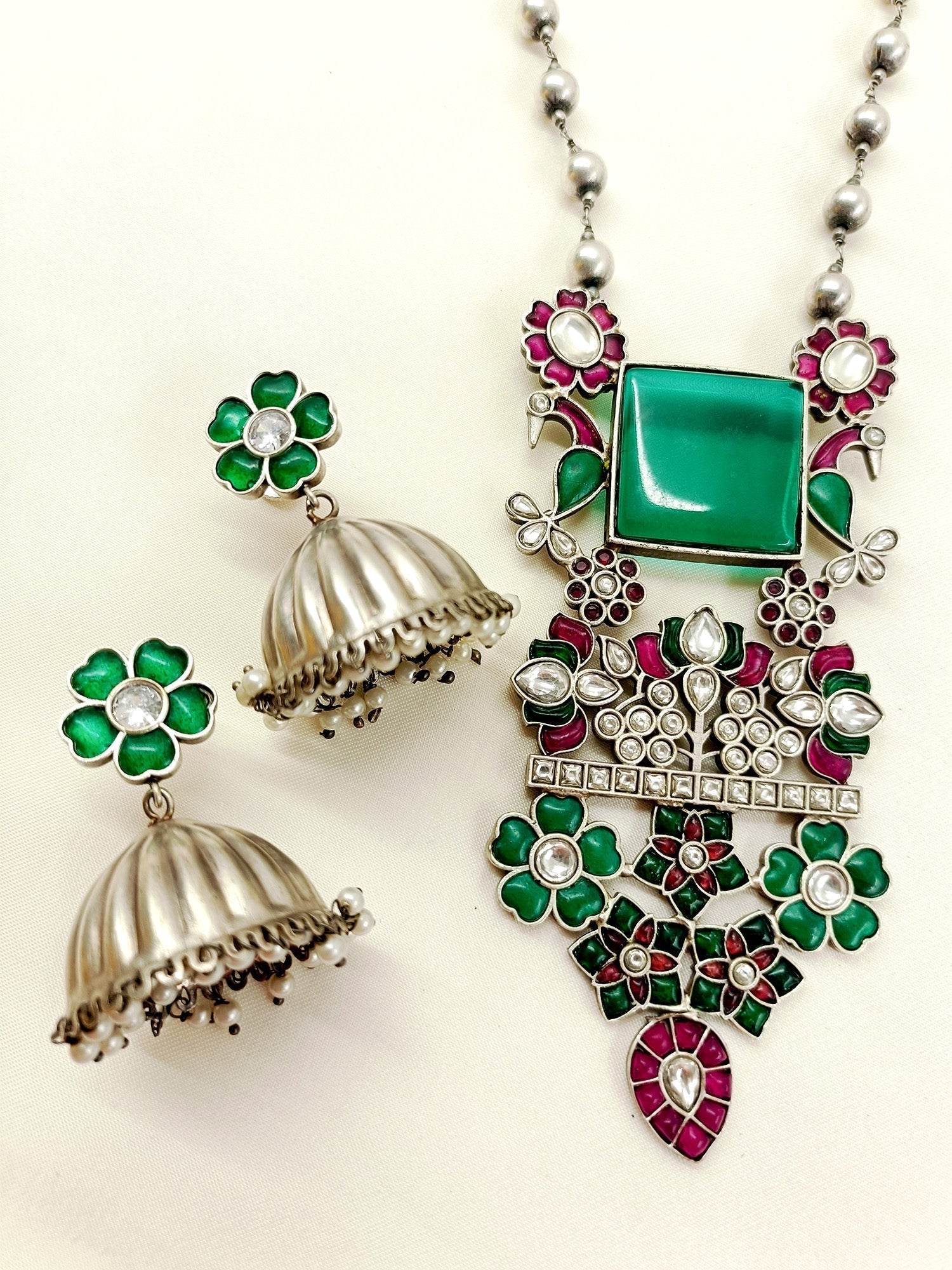 Mehul M & G German Silver Oxidized Pendant Set - qivii