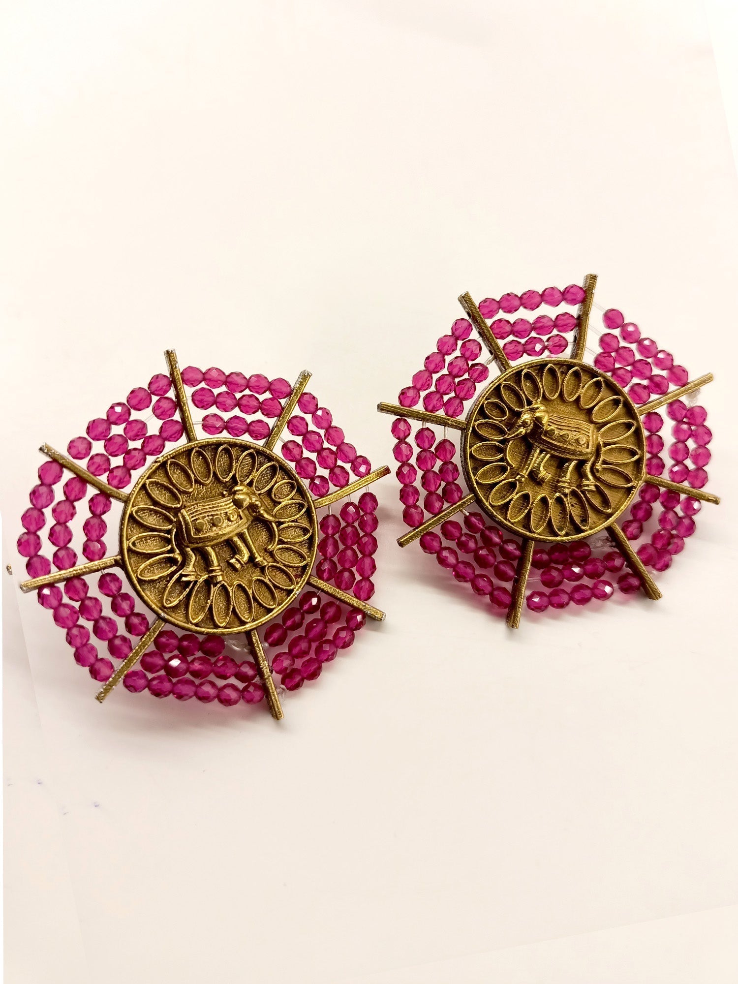 Damaris Rose Pink Elephant Oxidized Tops - qivii