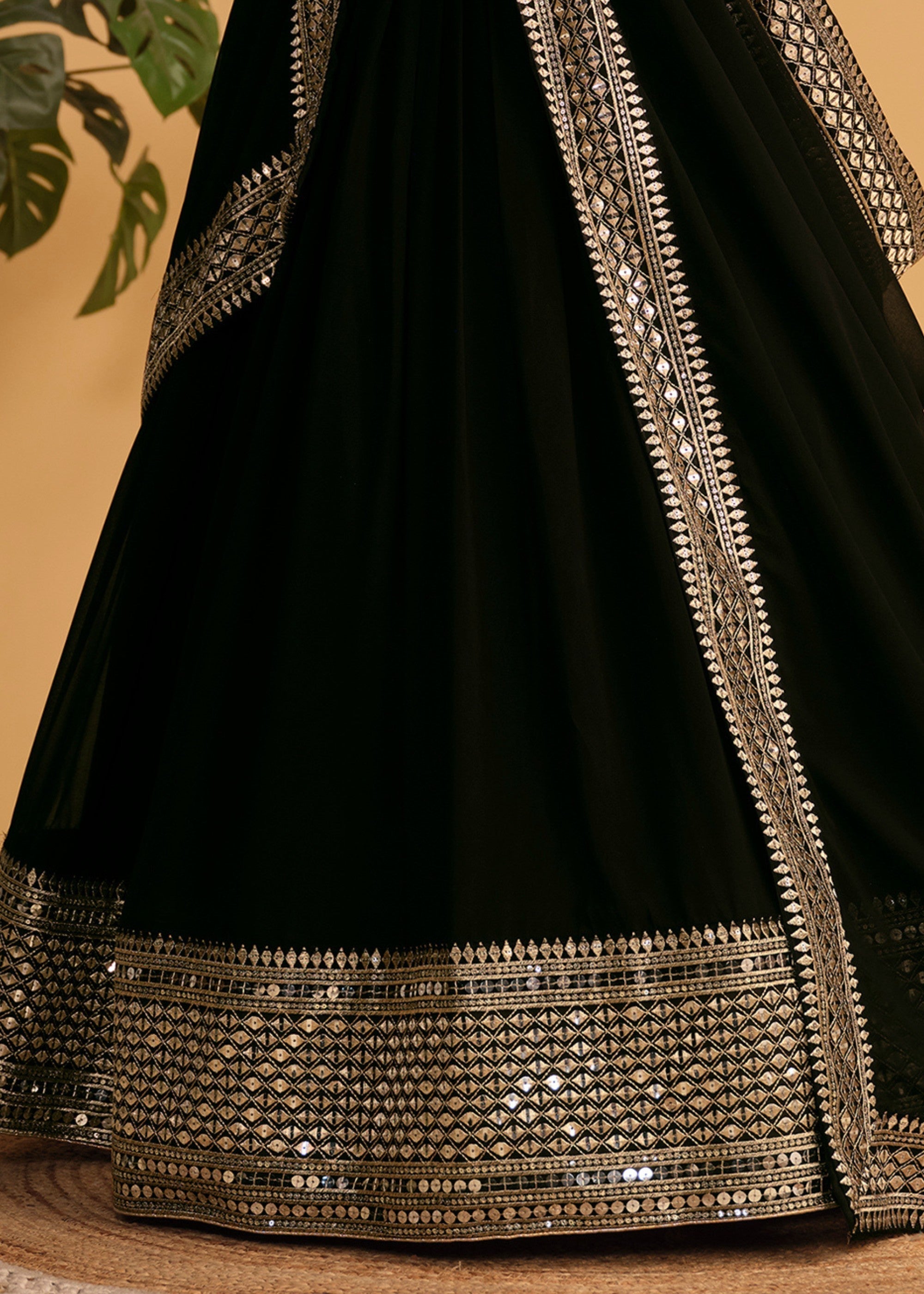 Onyx Black Georgette Lehenga Choli With Sequins Zari Embroidered Work : Top Pick | Ready To Wear - qivii