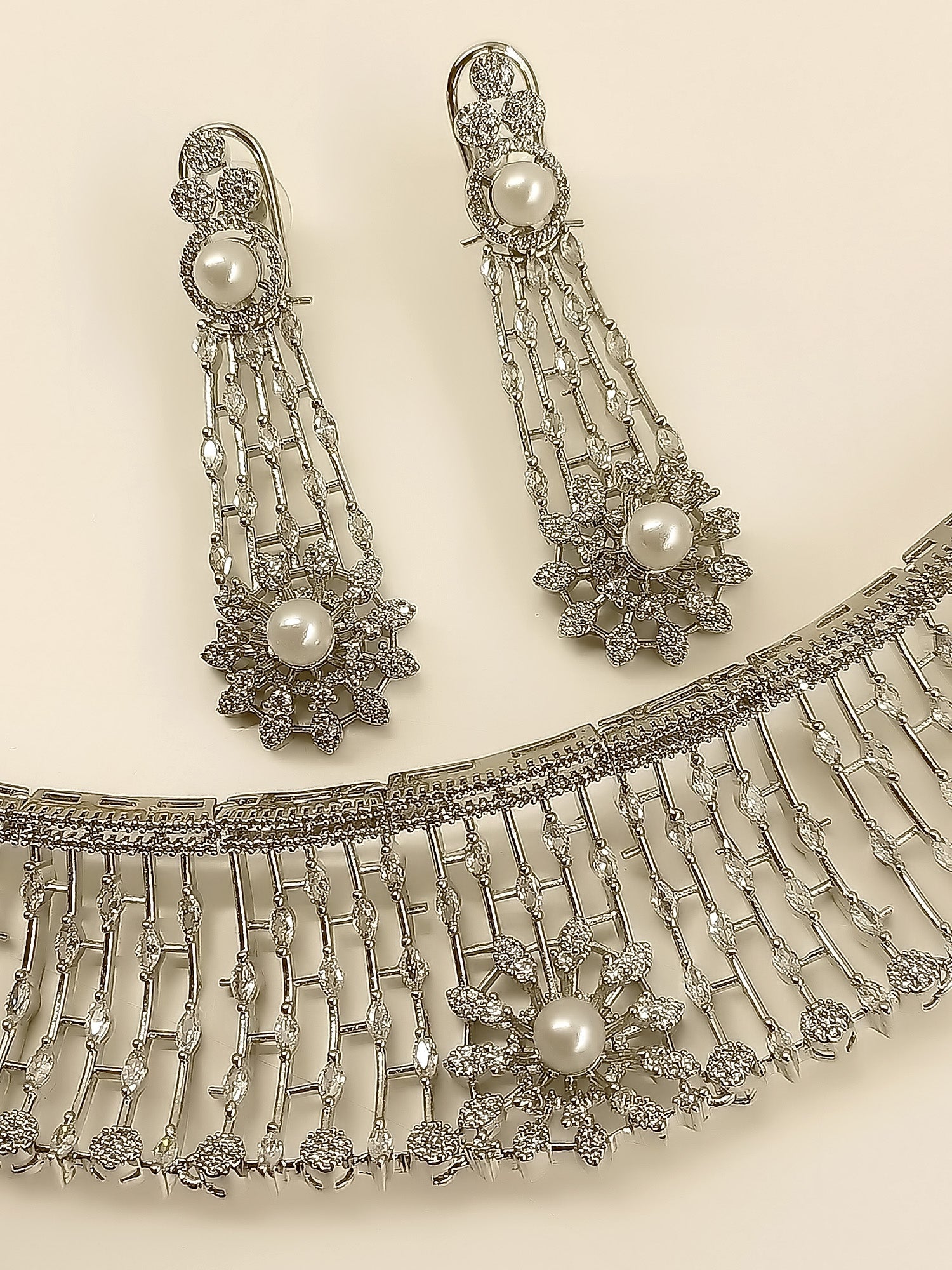 Jayu White American Diamond Set - qivii