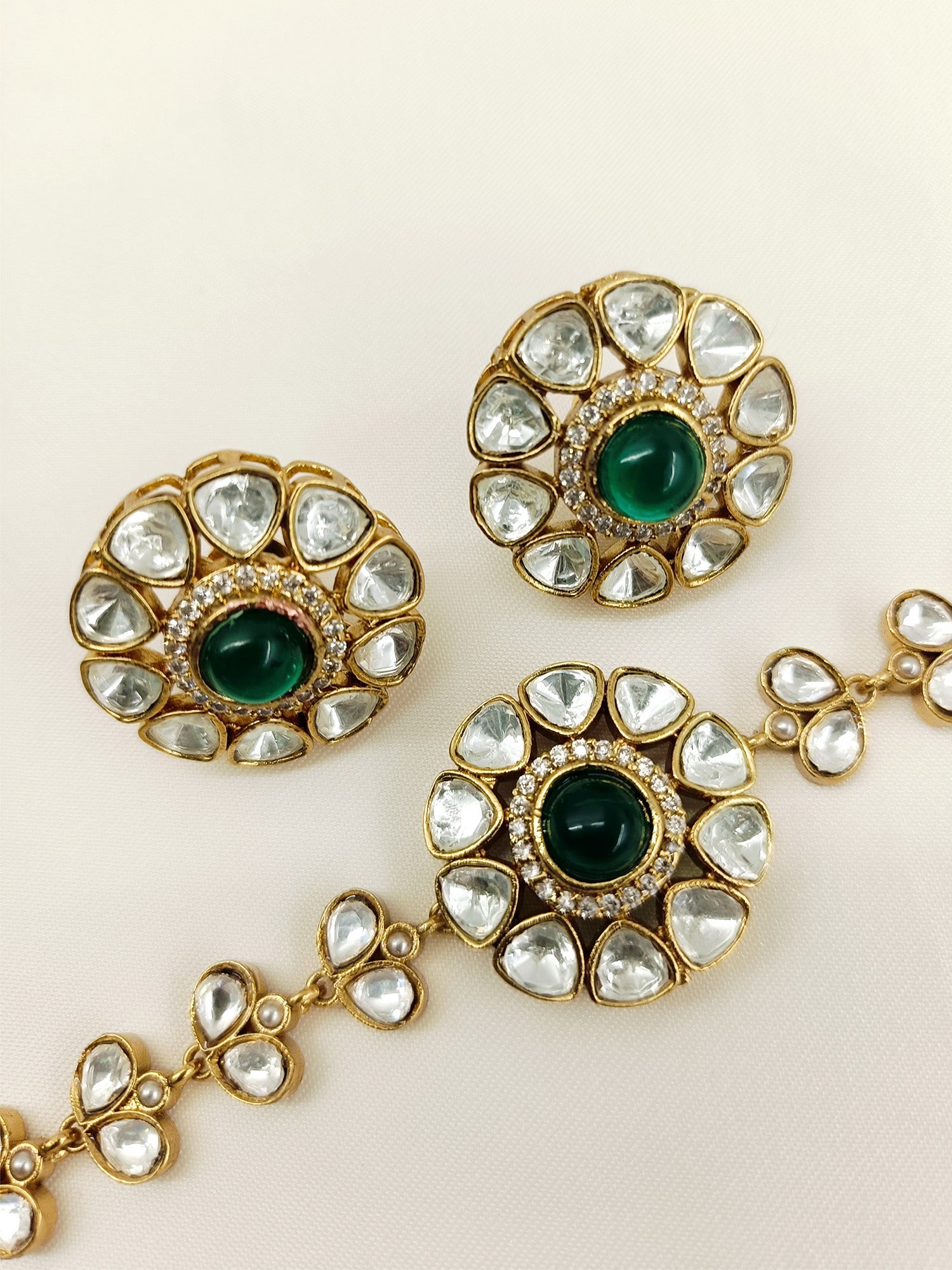 Kayamat Green Kundan Choker Set - qivii