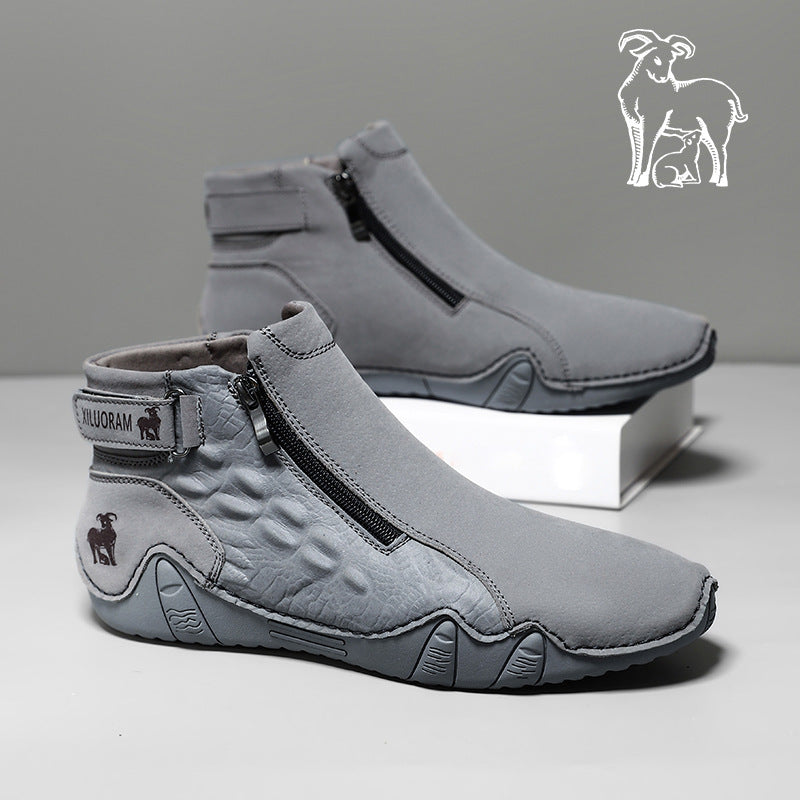 TrailFlex Pro Men's Boots Large Size Zip-Up Combat Boots for Outdoor & Casual Wear