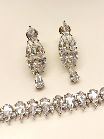 Priya White American Diamond Necklace Set