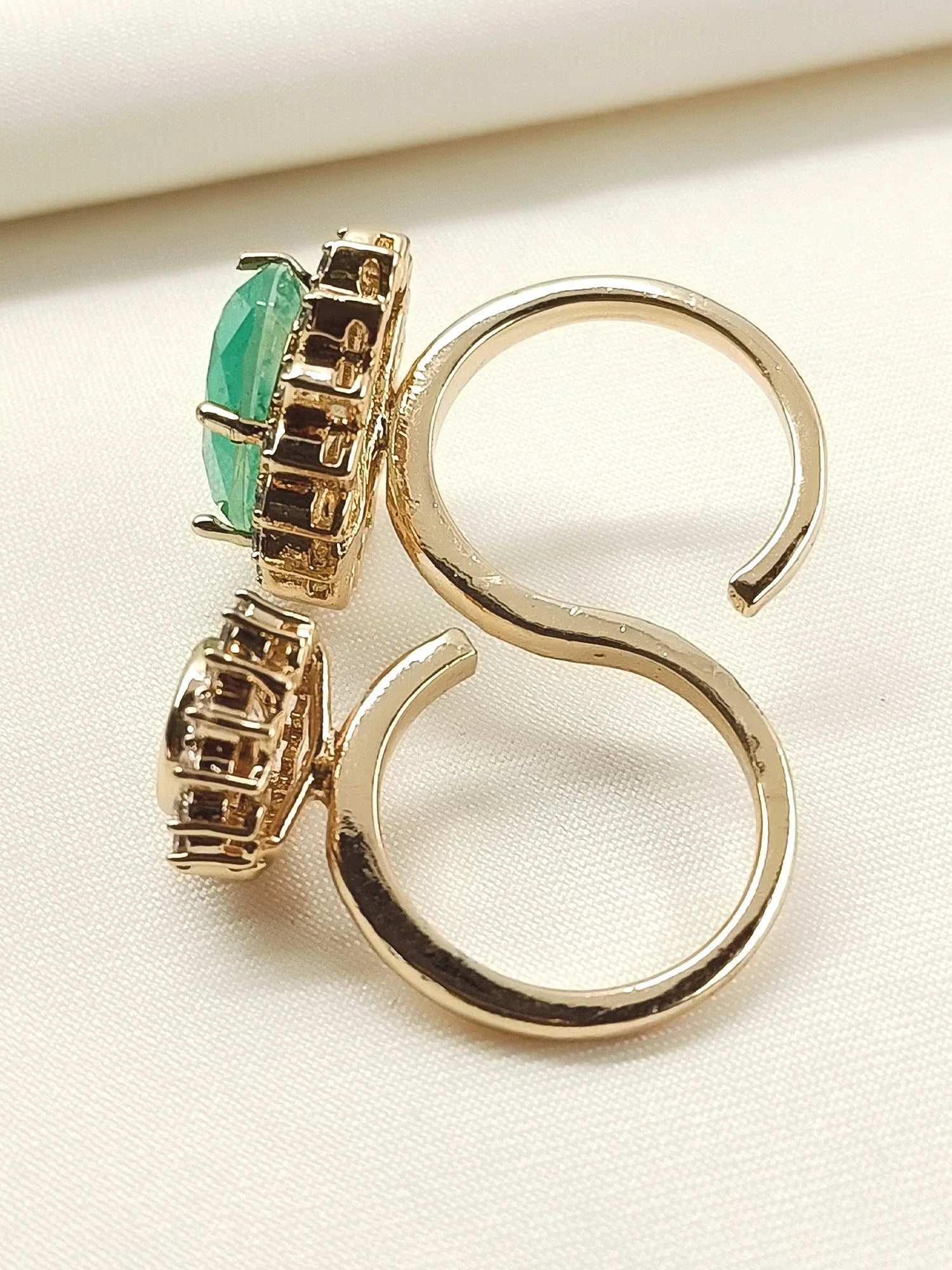 Yasogamya Mint Green Kundan Finger Ring