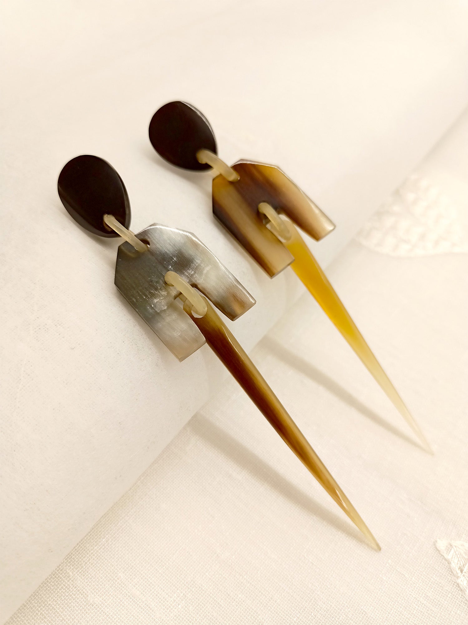 Sleek Beige Acrylic Long Western Earrings - qivii
