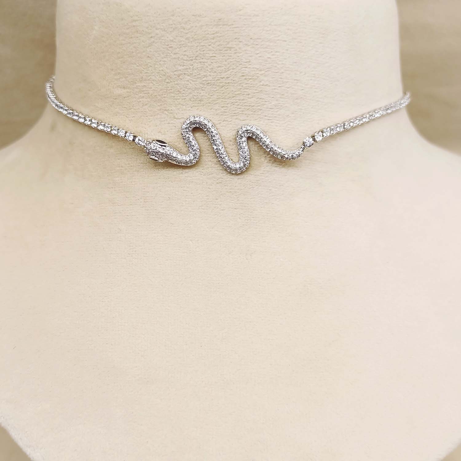 Amira American Diamonds Silver Plated Neck Piece - qivii