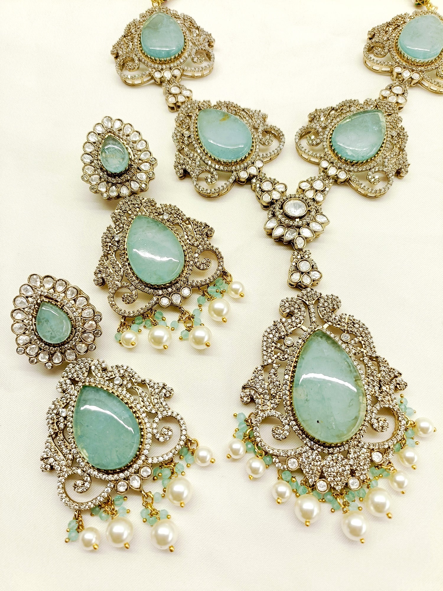 Zakirah Aqua Blue Victorian Set - qivii