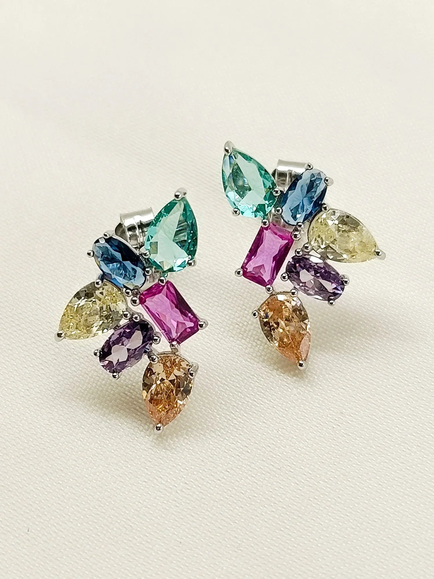 Namarati Multi Colour 92.5 Silver Swarovski Stone Tops