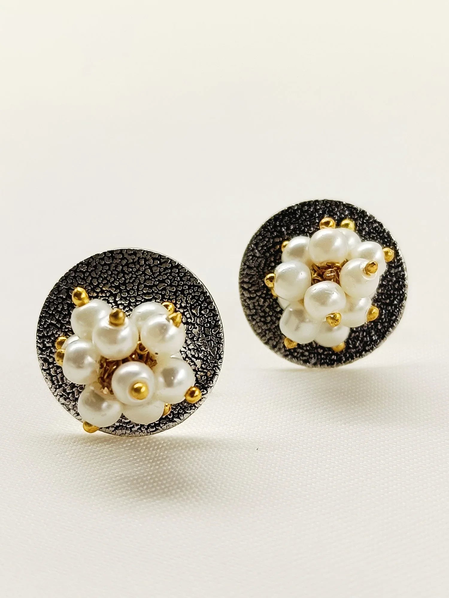 Pranami White Pearl Oxidized Tops