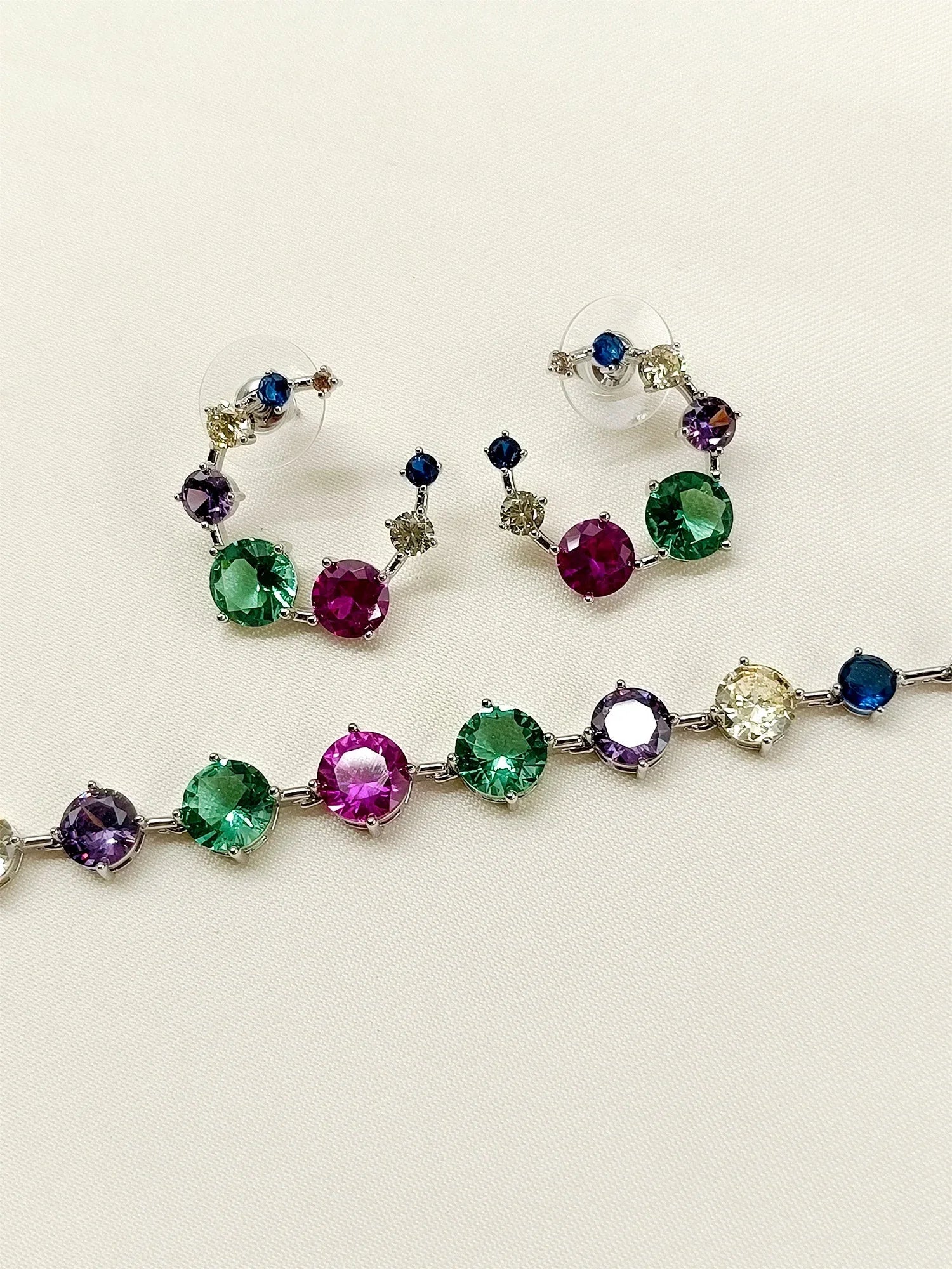 Haisley Multi Colour American Diamond Necklace Set