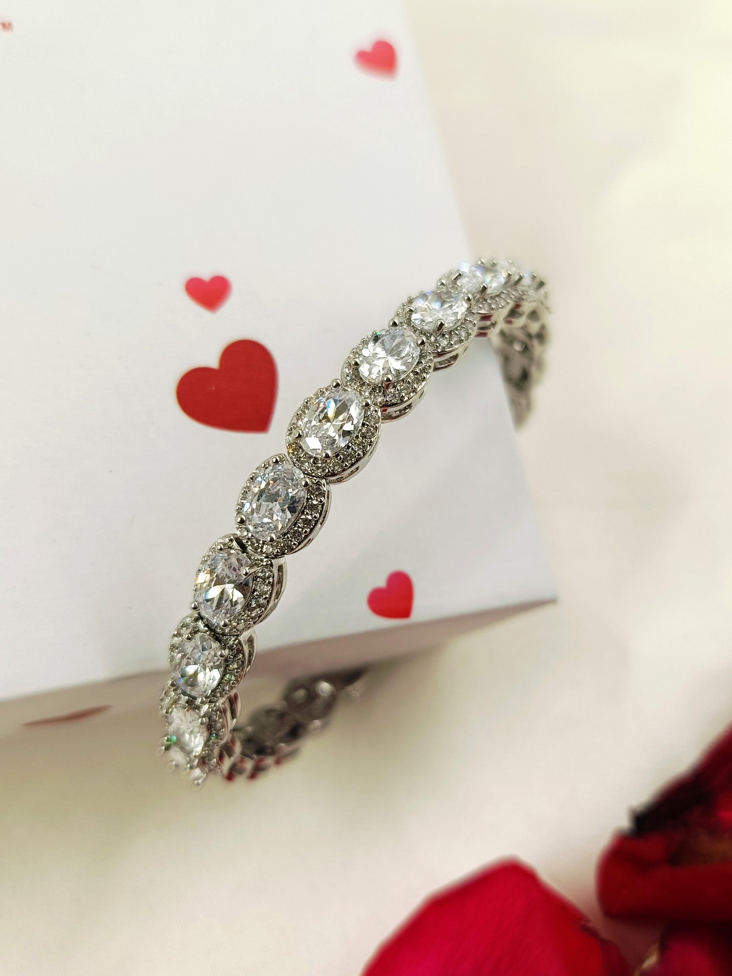 Nirmala American Diamond Silver Plated Bracelet - qivii