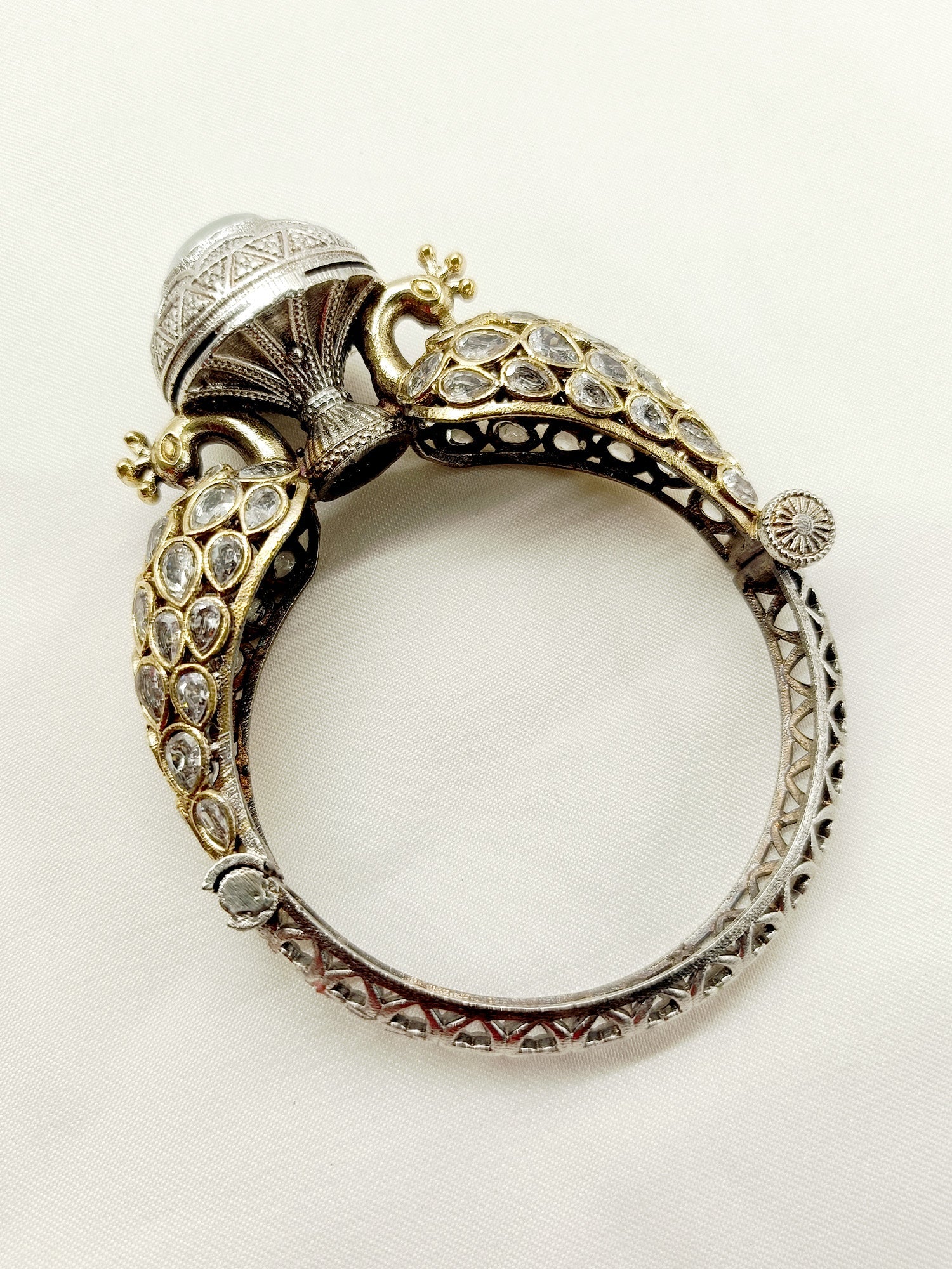 Aabirah White Peacock Oxidized Bracelet