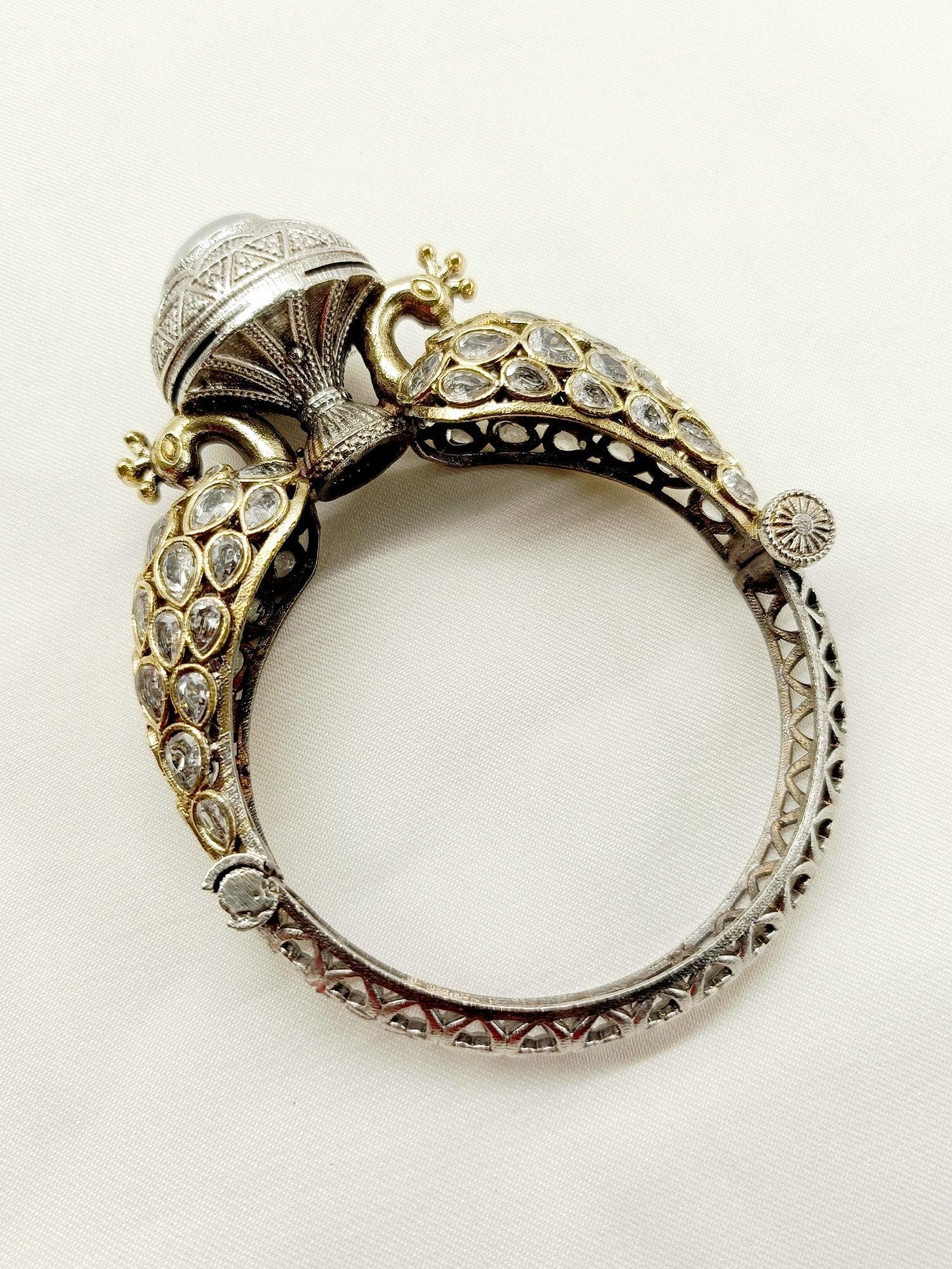 Aabirah White Peacock Oxidized Bracelet