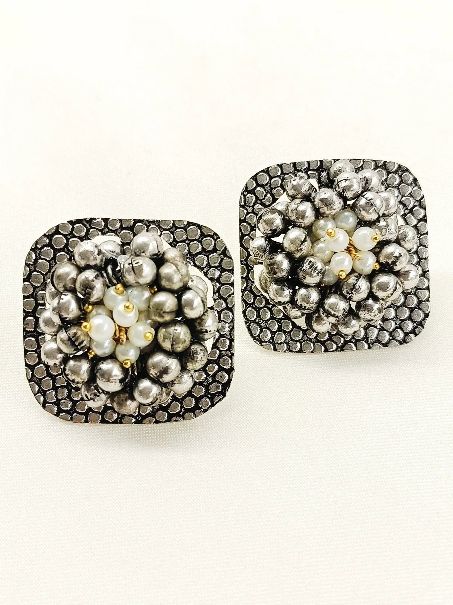 Rishita White Pearl Oxidized Tops