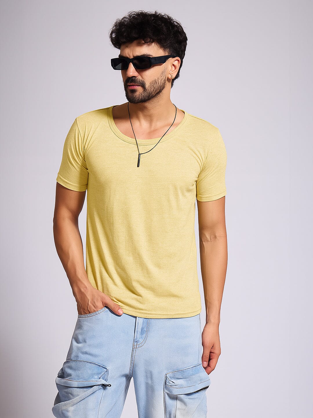 Lemon Slub Scoop Neck Tshirt
