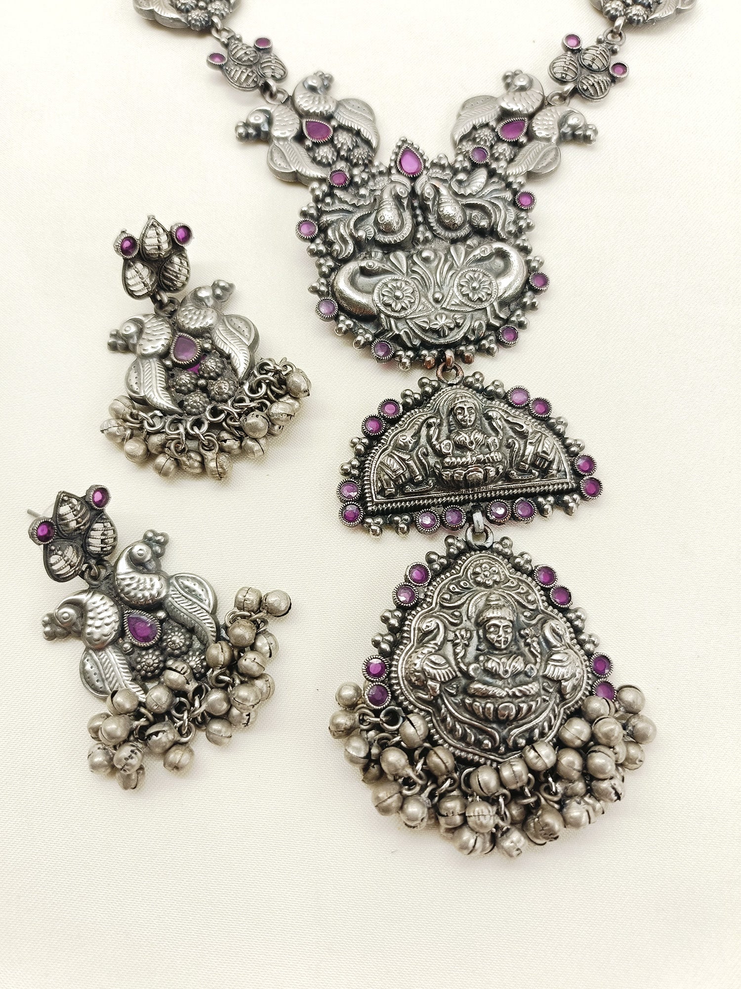 Grisha Ruby Oxidized Necklace Set