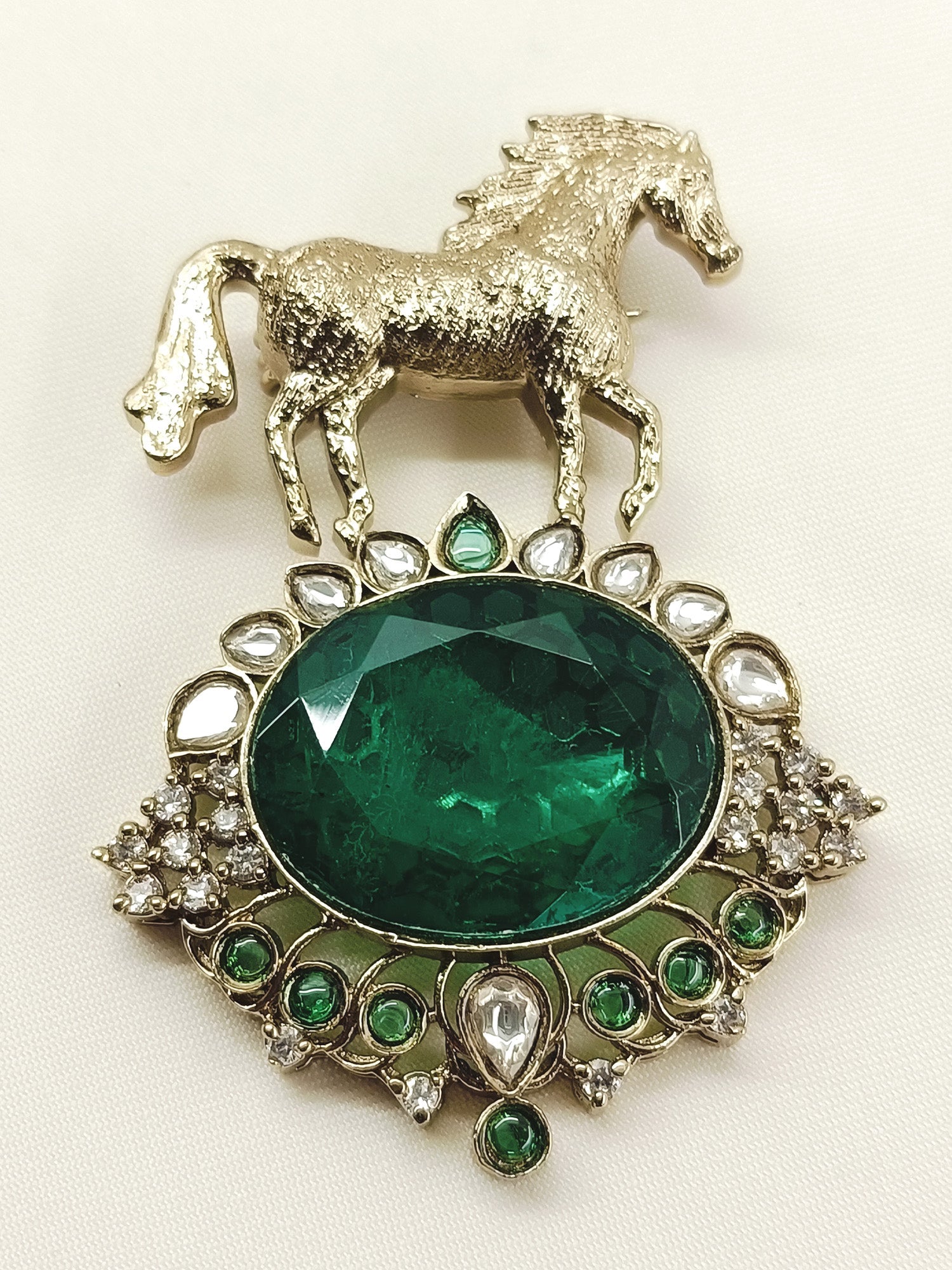 Naval Green Horse Brooch
