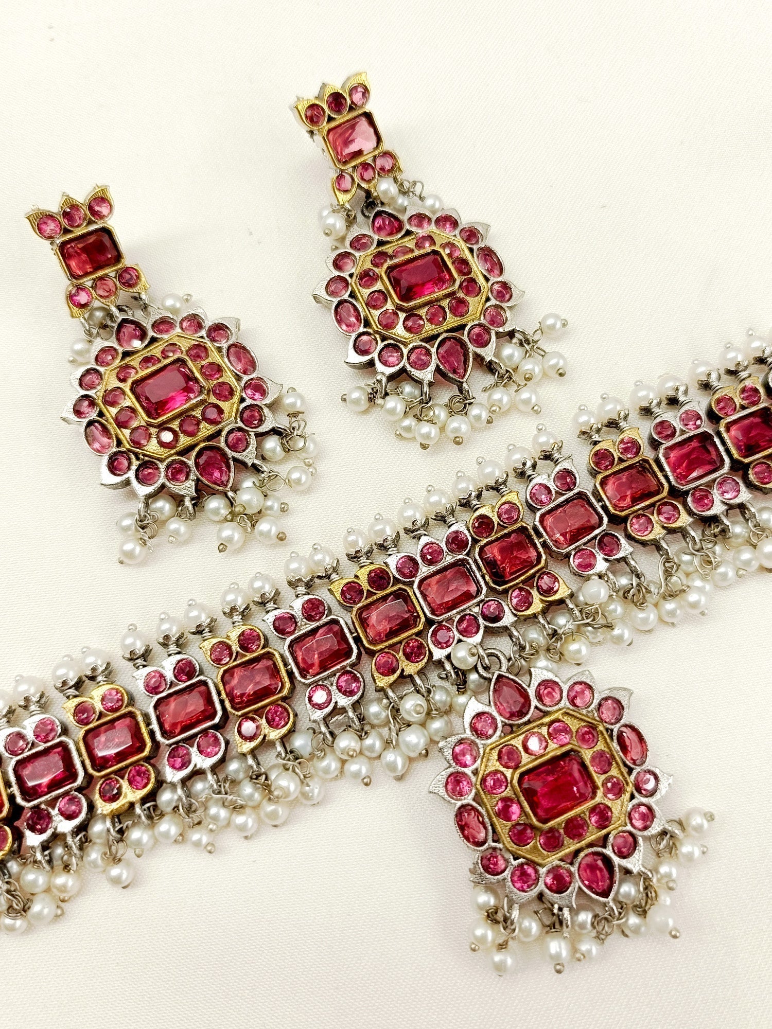 Tabu Maroon Oxidized Choker Set - qivii