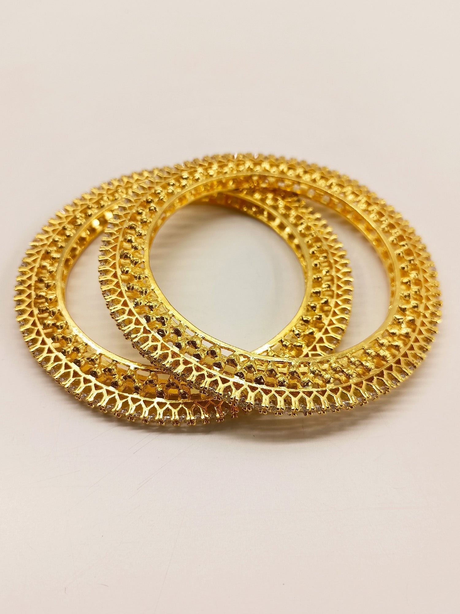 Medhul White American Diamond Bangles - qivii