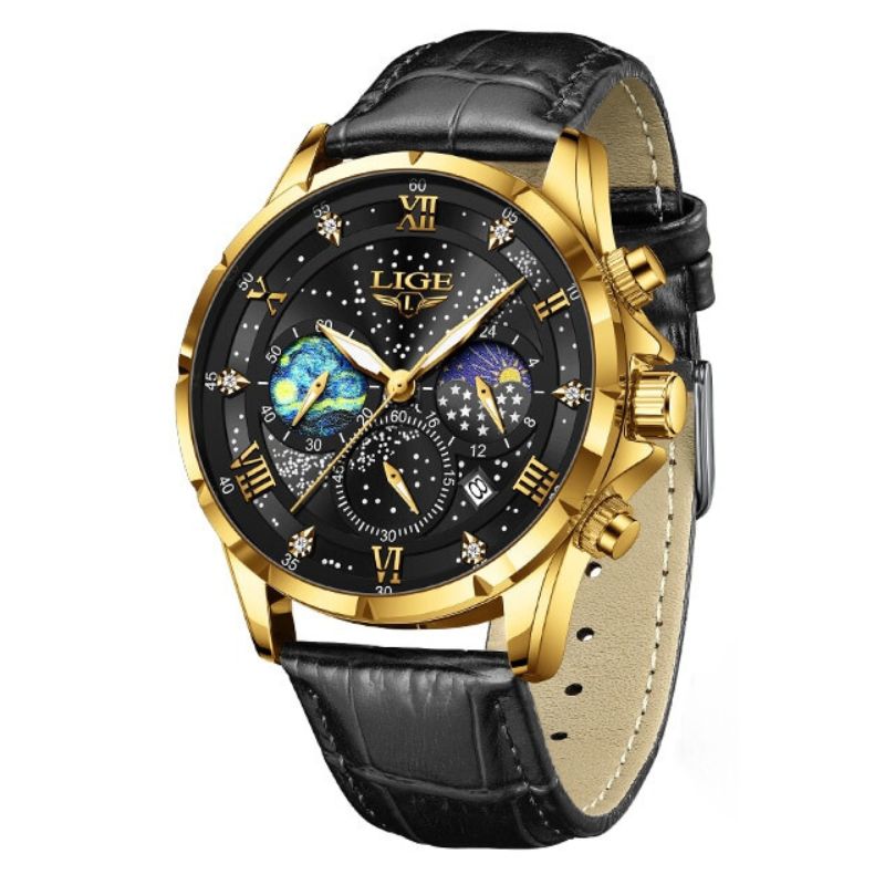 Verfijnde Maanfase Horloge - By Qivii
